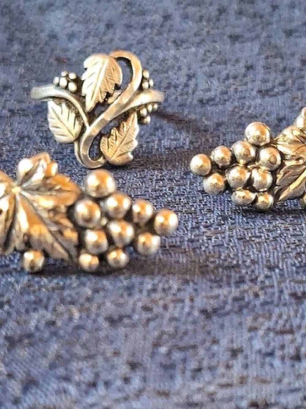 Danecraft Vintage Sterling silver screw back earrings and size 9 Ring